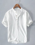 Henley Linen Button-Up Shirt
