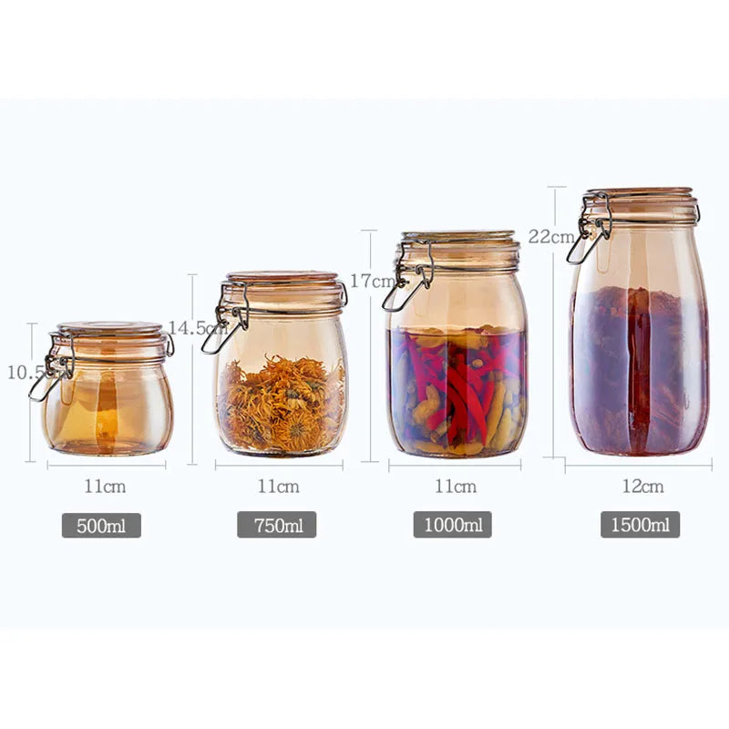 Amber Glass Airtight Jars