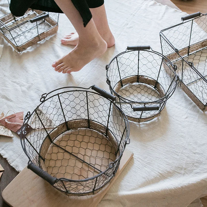 Rustic Ironwork Kitchen Baskets